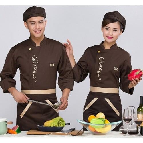 New Arrival Chefs Uniform Long Sleeve Fashion Outfit Hotel Kitchen Restaurant Chef Clothes Black Chefs Work Clothes B-5579