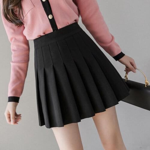 Winter new high-waisted thin pleated skirt fashion hundred hair skirt Korean version of the solid color a-word skirt spring