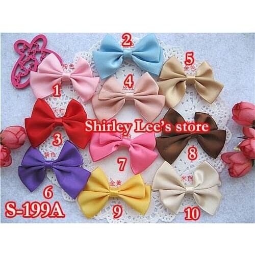 Wholesale ----600pcs 6CM Fancy Big Satin Double Fold Ribbon Bow, Mix 10 colors (Free Shipping)