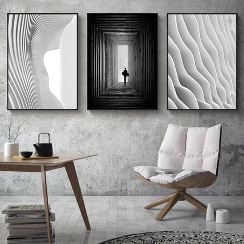 Nordic Black White space art wall art Canvas posters Painting Prints Abstract building Pictures for Living Room Morden Decor