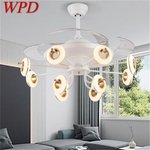 WPD Ceiling Fan Light White Branch Invisible Lamp With Remote Control Modern Simple LED For Home