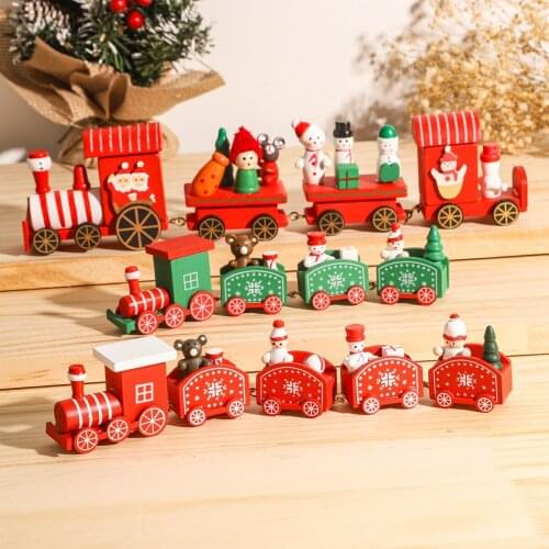 2021 Christmas Wooden Train Merry Christmas Ornaments Christmas Decorations For Home Table Noel Navidad Xmas Gifts New Year