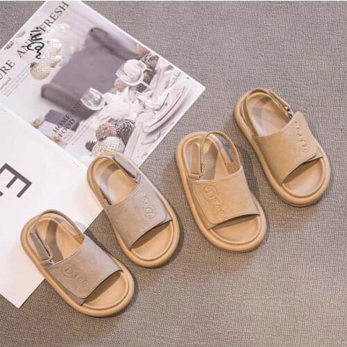 Childrens Sandals Fashion Pu Leather Solid Casual Shoes For Boy Girls Comfortable Beach Shoes Soft Bottom Designer Kids Sandals