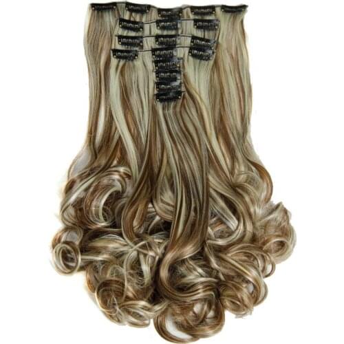 Synthetic Clip Ins Luxury For Braiding 50cm 8pcs/set 20" Heat Resistant Hairpieces Wavy Synthetic Clip On Hair Extensions