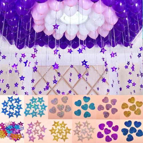Marriage Room Balloon Accessories Decor Ribbon Rain Pendants 100 Pcs Cloth Material Star Card Wedding Supply Laser Pendant