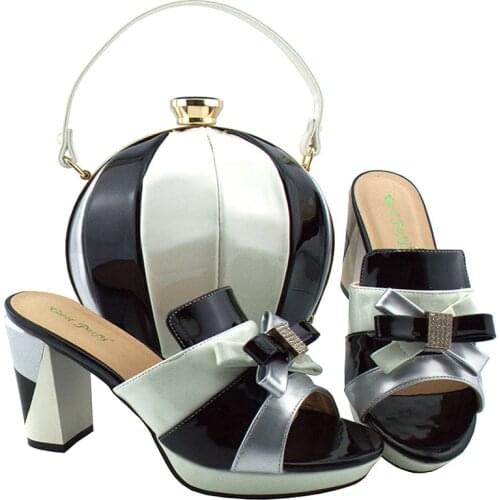 Hot Sale Fashion Decorated With Rhinestones Shoes And Bag Set Italian Green color Shoe With Matching Bag For Party Dress MD008