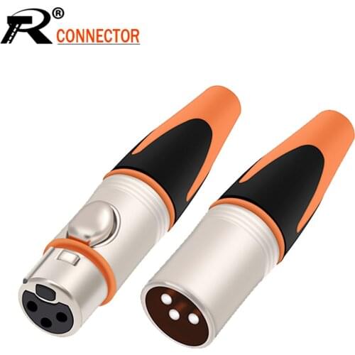 1pc/lot XLR Plug Waterproof 3Pin Metal XLR Adapter Female/Male Microphone Connector Plug Straight Balanced Socket