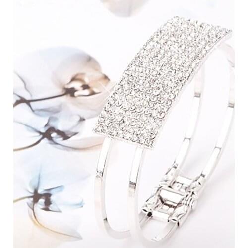 Women Simple Square Rhinestone Fashionable Multi-Row Full Bracelet