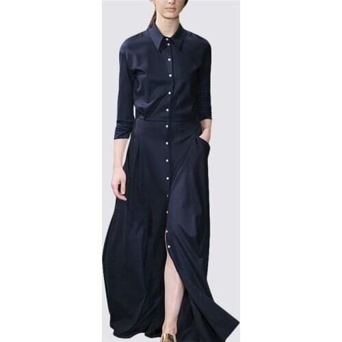 Fashion 135cm Super longer dress Royal BIg swing dress female Hit color single breasted deisgn dress F2708