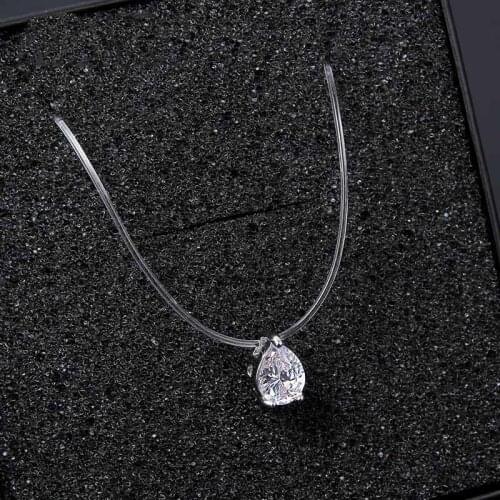 Fashion Love Heart Crystal Pendant Multiple Styles Transparent Fishing Line Necklace Woman Girls Clavicle Necklace Jewelry Gift