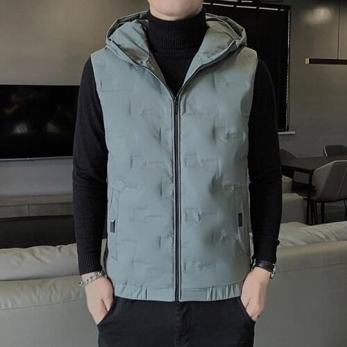 Gentleman Autumn Winter 2021 New Duck Down Trend Waistcoat Sleeveless Vest Jacket Thickened MenS Coat Korean Version