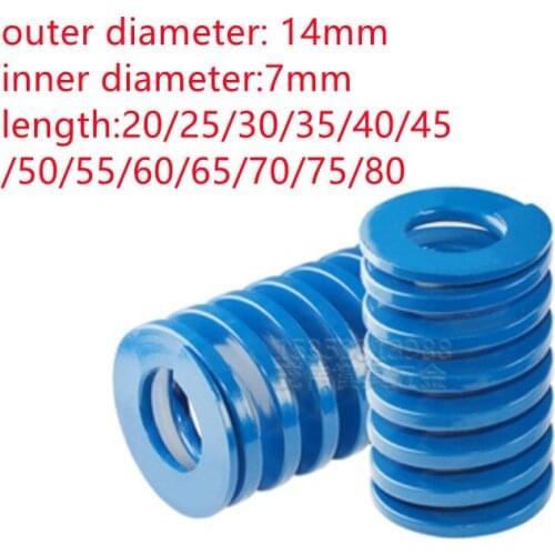 1Pcs Blue Light Load Spiral Stamping Compression Mould Die Spring Outer Diameter 14mm Inner Diameter 7mm Length 20-80mm
