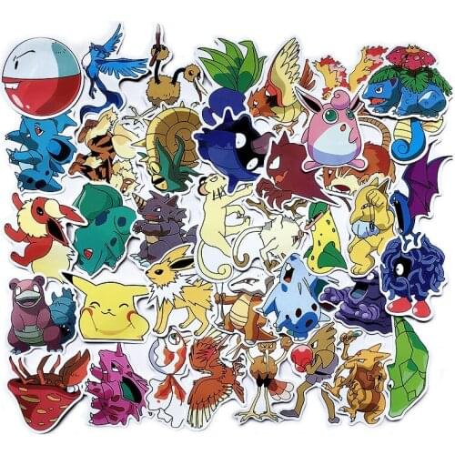 100 Pieces Stickers Pocket Monsters Pikachu Cartoon Waterproof Sticker Notebook Travel Suitcase Guitar Laptop Fridge Stickers