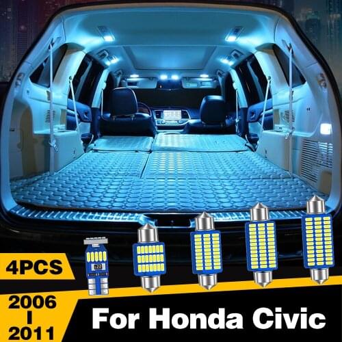 4pcs Car LED Lights Interior Dome Reading Trunk Lamp For Honda Civic 2006 2007 2008 2009 2010 2011 Accessories