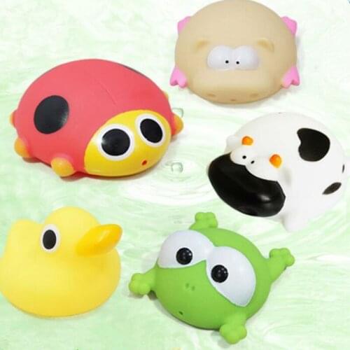 5Pcs Lovely Mixed Animals Colorful Soft Rubber Float Squeeze Sound Squeaky Bath Toy For Baby Toys Classic Bath Dolls