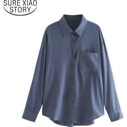 White Shirt Autumn New Plus Size Tops Long Sleeve Womens Blouse 2021 Lapel Single Breasted Fashion Women Blouses Female 12019