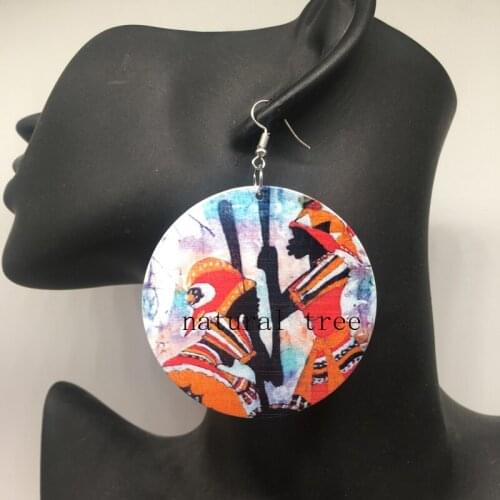 Free Shipping!Strong Black Woman Wooden Earrings