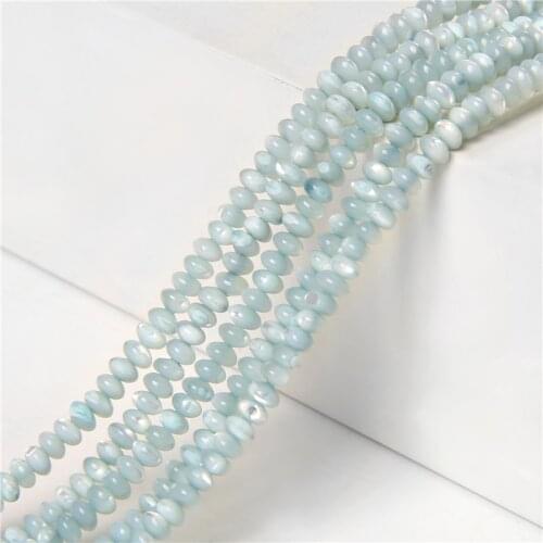 3x5mm Natural Blue Shell Beads Abacus Dyed Mother of Pearl Shell Rondelle Beads for Jewelry Making DIY Accessories Necklace15"