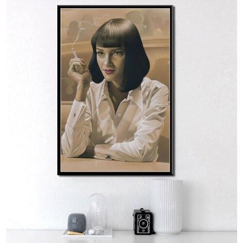 Pulp Fiction Mia Wallace Hot Movie Characters Canvas Poster Prints Photo Portrait Pictures Bar Hotel Cafe Wall Art Decor Mural