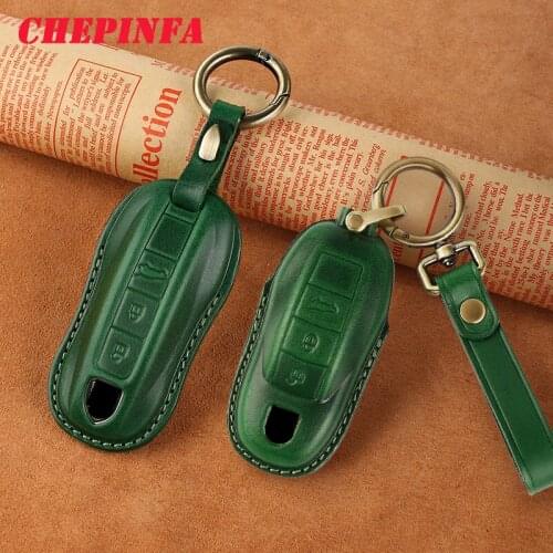 CHEPINFA Leather Car Key Cover Case For Porsche Cayenne 911 996 Panamera Macan Boxster 986 987 981 3 Buttons Smart Remote Key