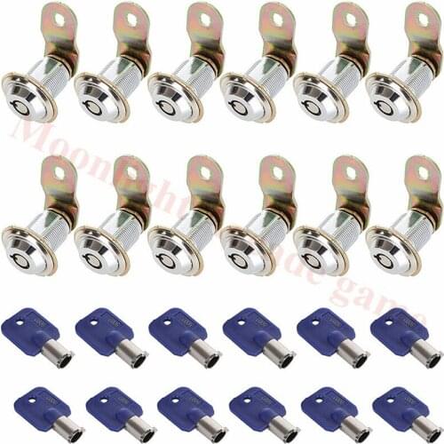 12Pcs 27mm zinc alloy Tubular Cam Lock Set Cylinder 90° Cabinet Cam Lock Secure Files Drawer Mailbox Keyed Alike Removable Key