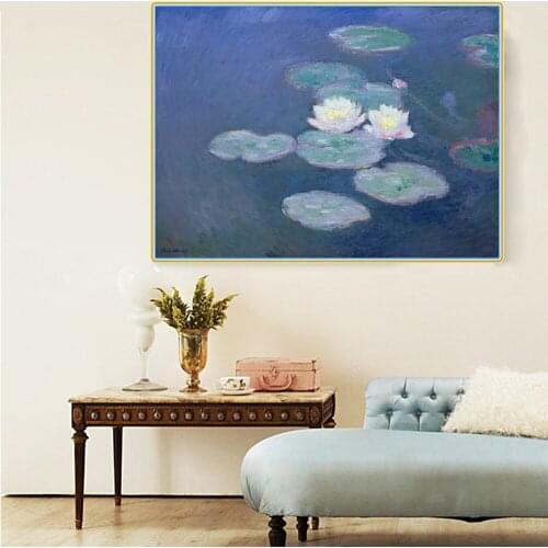 Citon Claude Monet《Waterlilies Evening》Canvas Art Oil Painting Artwork Picture Modern Wall Decor Home Living room Decoration
