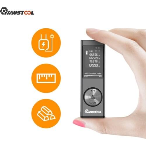 MUSTOOL 40/80m Digital Mini Laser Rangefinder with Electronic Angle Sensor Switching USB Charging Mode Area Volume Measure Laser