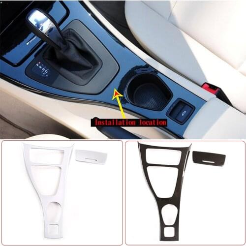 For BMW 3 Series Convertible 07-12 ABS Carbon Fiber/Silver Center Control Panel Shift Box Decoration Sticker Car Accessories