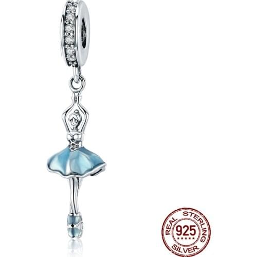 European New Silver Color Ballerina Girl Dangle Beads Fits Pandora Charm Bracelet For Women Diy Jewelry Berloque