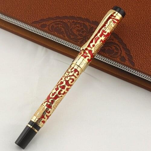 Jinhao 5000 Red And Golden Roller Ball Pen Century Dragon Embossed luxury writing gift pens