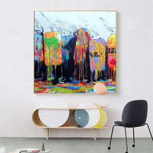 Wall Art Canvas Painting Graffiti Art Posters and Prints Abstract Colors Fighting Pictures for Living Room Cuadro Home Decor