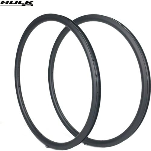 Hulkwheels 700C Road Disc Brake Carbon Fiber Rims Cycling 30mm Depth 27mm Width UD Finish Tubeless Ready Cyclocross Racing