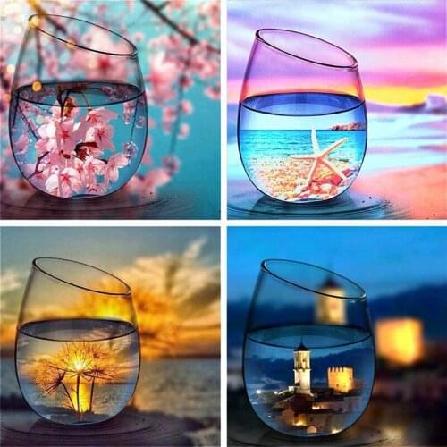 DIY 5D Diamond Painting Kits for Adults,Full Drill Painting Diamond Pictures Arts Craft for Wall Decoration,Seasons Cup