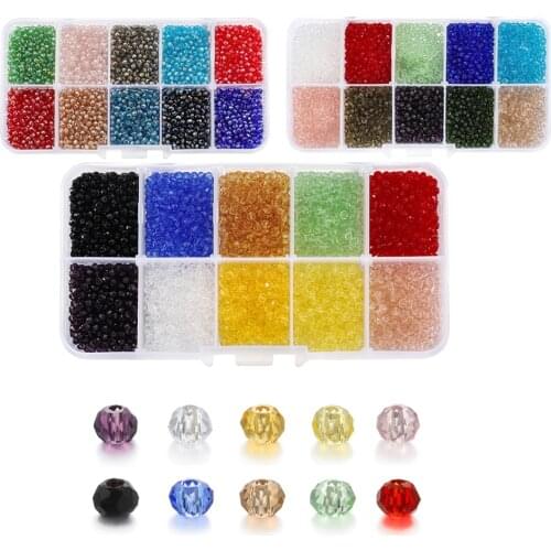 Box Set Faceted Glass Bicone Beads Set Czech Crystal Austria Seed Charm Glass Bead Loose Spacer Beads for Jewelry making DIY