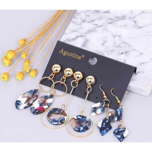 2021 new Acrylic set earrings fashion jewelry drop earrings Bohemian Women long earrings Jewelry Geometric girls Accessories