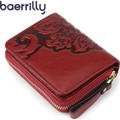 New Wallet Female Genuine Leather Rfid Card Holder Women Wallets Coin Purse Zipper Ladies Small Purse And Handbags Cartera
