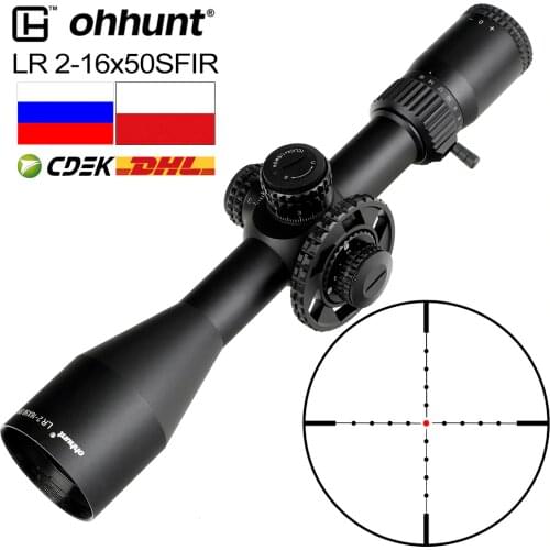 Ohhunt LR 2-16x50 SFIR Riflescope Mil Dot Glass Etched Reticle Side Parallax Optical Sights Turret Reset Lock for Rifle Scope