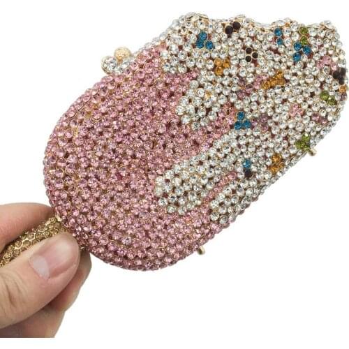 Wholesale womens luxury crystal diamond Clutch Evening Bag Wedding Party diamond square Wallet