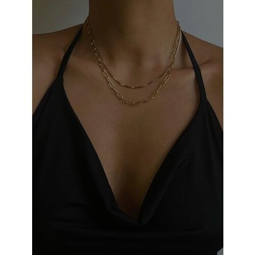 Timeless Wonder Titanium Layered Geo Chains Choker Necklace Women Stainless Steel Jewelry Goth Designer Party Top Ins New 6892