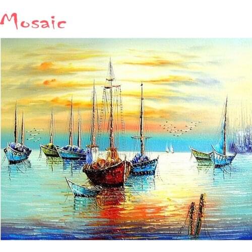 "Sailing Boat Seascape"Diy Diamond Painting landscape,Diamond Embroidery full Square Drill mosaic wall Pictures,christmas gift