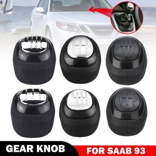 #55566206 5 / 6 Speed Car Shift Gear Knob Covered Real Leather For SAAB 9-3 2003 2004 2005 2006 2007 2008 - 2012 Accessories
