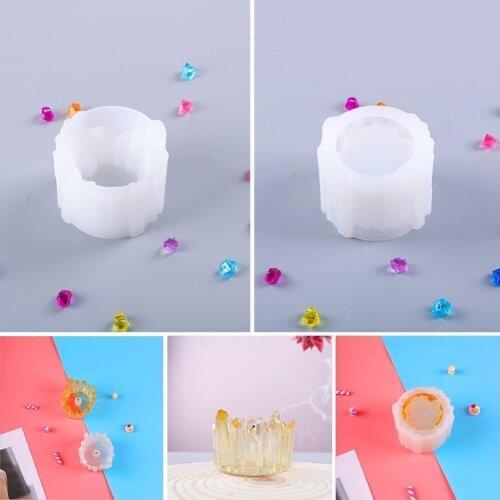 DIY Crystal Epoxy Resin Mold Candle Holder Large Medium Aromatherapy Candle Mirror Small And Silicone Tray Mold D6B8