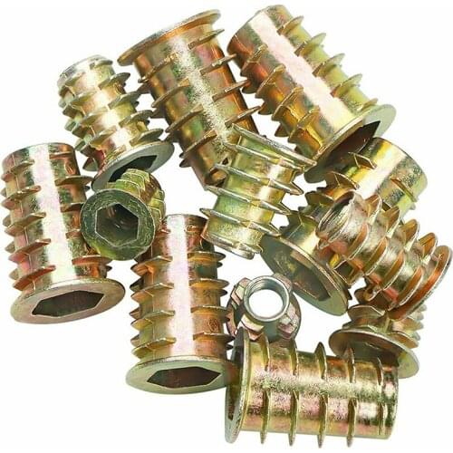 New Arrival M4/M5/M6/M8/M10 Threaded Hex Drive Insert Fixing Wood Screw Inserts Nuts Zinc Plated Nuts Assortment Accessories