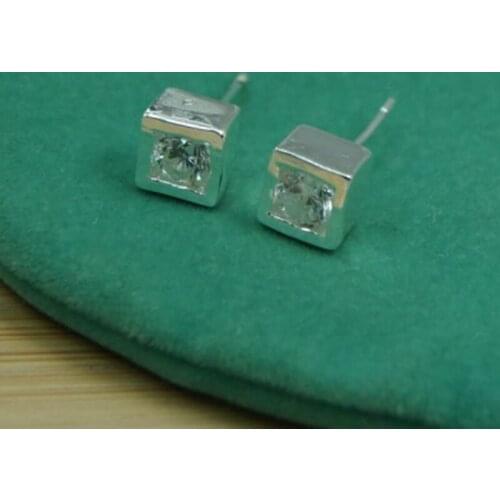 925 Silver Stud Earrings For Women And Men Cubic Zirconia Round/Square Simple Earrings Fashion Charm Jewelry Gift