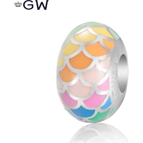 925 Silver Charm Bead Round Colourful Spacer Beads For Bracelets & Necklaces Original Jewelry Making GW Fine Jewelry AMLD039