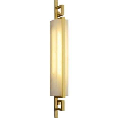 Modern minimalist new Chinese marble wall lamp living room bedroom bedside aisle TV background wall all copper wall lamp