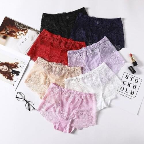 New Japanese-style lace jacquard sexy mid-waist buttocks breathable temptation ladies briefs
