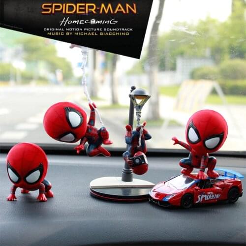 Spiderman Car Shaking Head Doll Interior Decoration Marvel Auto Interior Decoration Car Goods Automotive Interior Accessories