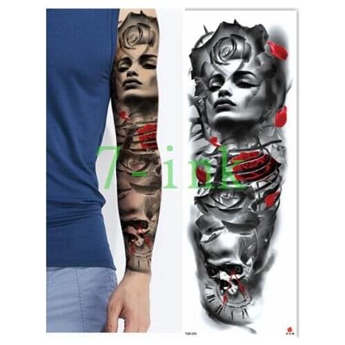 Waterproof Tattoos Sticker Full Arm flower Goddess eye mouth nose tattoo Water Transfer flash tatoo fake tattoo for men women