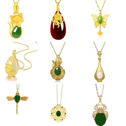 Fashion Golden Jewelry Necklace With Natural Stone Charm Fox Various Styles Pendant Womens Wedding Statement Choker Best Gifts